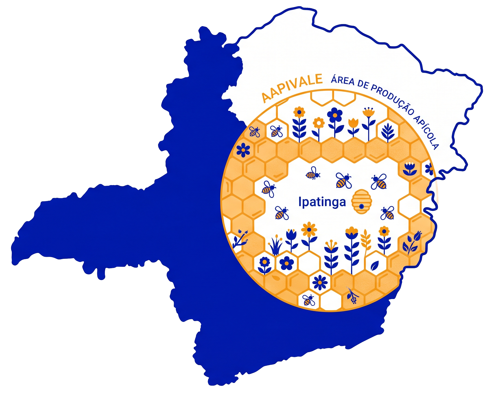 Mapa da área de produção apícola da AAPIVALE em Ipatinga, Minas Gerais